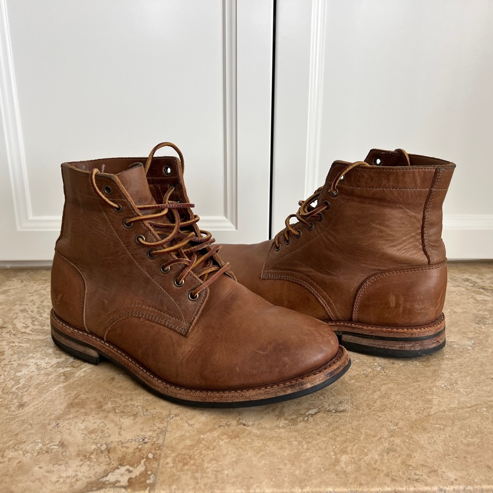 Oak Street Bootmakers Leather Trench Boots Size 11 Natural Dainite Soles, USA